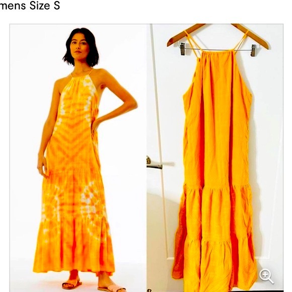 Young Fabulous and Broke Orange Tiered Maxi Dress in Small - Picture 1 of 7